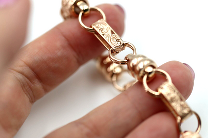 Heavy Genuine 9ct 9k 375 Yellow, Rose or White Gold Solid Belcher Filigree Antique Bracelet