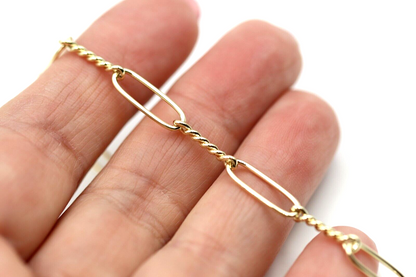Genuine Handmade 19cm 9ct Yellow, Rose or White Gold Paper Clip Bracelet