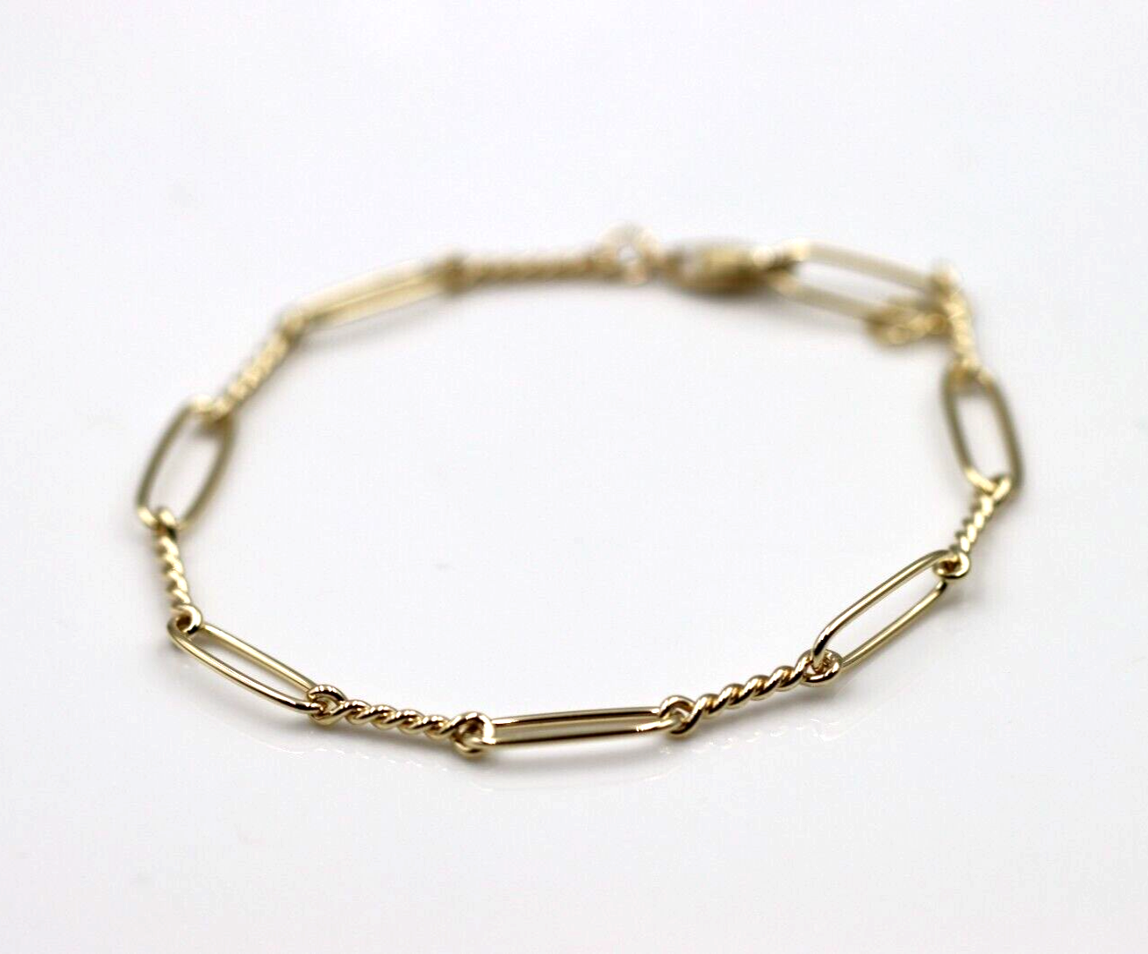 Genuine Handmade 19cm 9ct Yellow, Rose or White Gold Paper Clip Bracelet