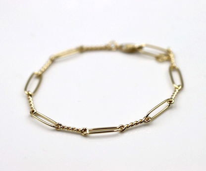 Genuine Handmade 19cm 9ct Yellow, Rose or White Gold Paper Clip Bracelet