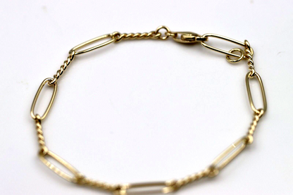 Genuine Handmade 19cm 9ct Yellow, Rose or White Gold Paper Clip Bracelet