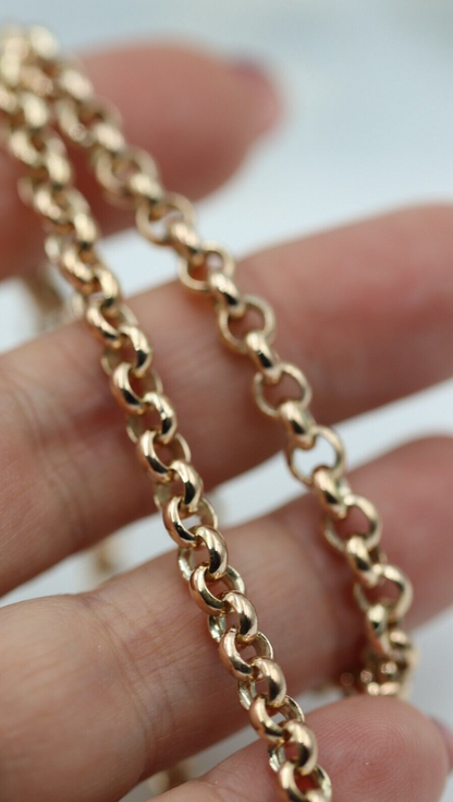 Genuine Heavy 9ct Rose Gold Round Belcher Chain Necklace 50cm 33gm