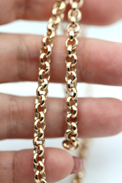 Genuine Heavy 9ct Rose Gold Round Belcher Chain Necklace 50cm 33gm