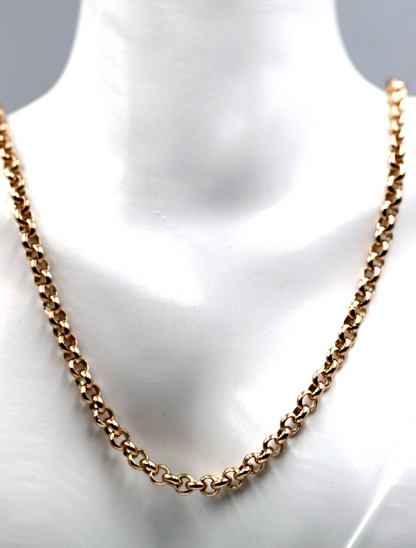 Genuine Heavy 9ct Rose Gold Round Belcher Chain Necklace 50cm 33gm