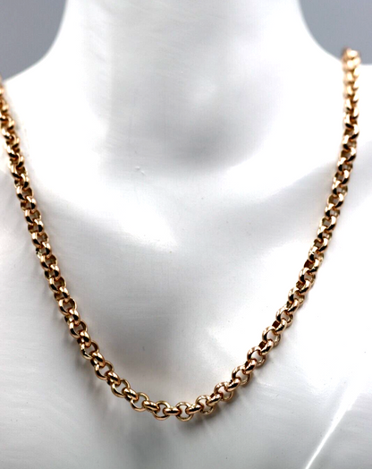 Genuine Heavy 9ct Rose Gold Round Belcher Chain Necklace 50cm 33gm