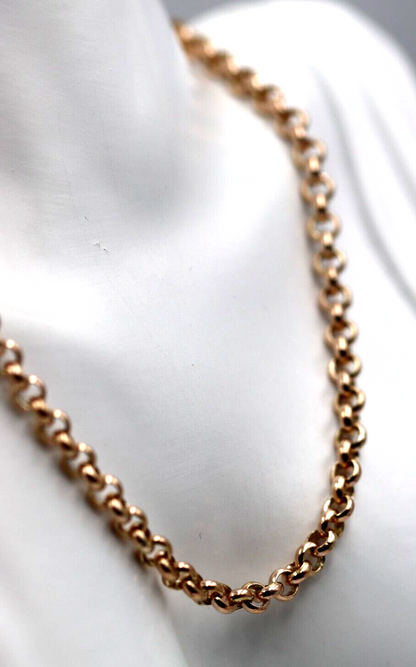 Genuine Heavy 9ct Rose Gold Round Belcher Chain Necklace 50cm 33gm