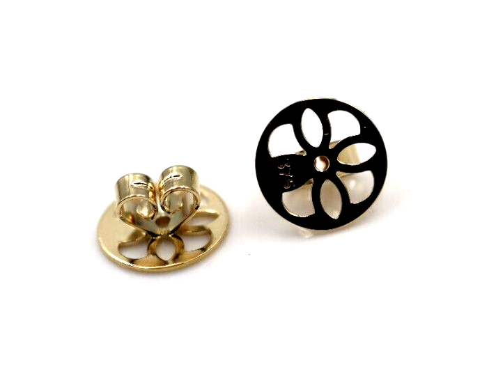Genuine 9ct or 18ct Yellow or White Gold Filigree Disc Earrings Butterfly Backs