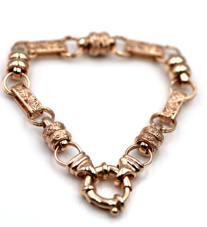Heavy Genuine 9ct 9k 375 Yellow, Rose or White Gold Solid Belcher Filigree Antique Bracelet