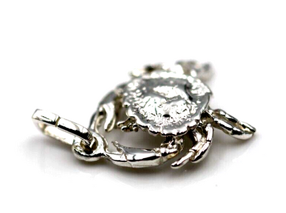 Genuine Sterling Silver 925 Solid Crab Cancer Zodiac Pendant  Charm