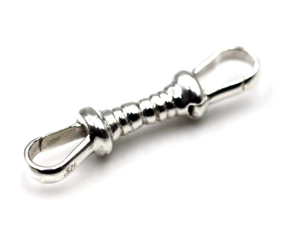 Genuine Sterling Silver 925 Double Dog Clip Albert Swivel Clasp Doesn't Rotate