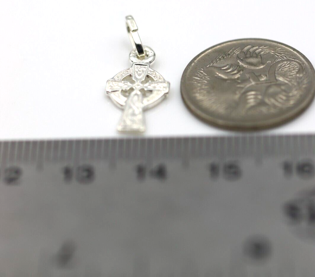 Genuine Sterling Silver 925 Celtic Cross Small Pendant Charm