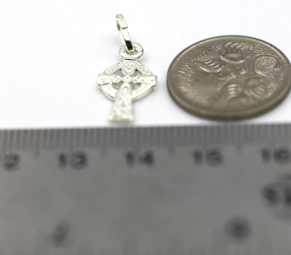 Genuine Sterling Silver 925 Celtic Cross Small Pendant Charm