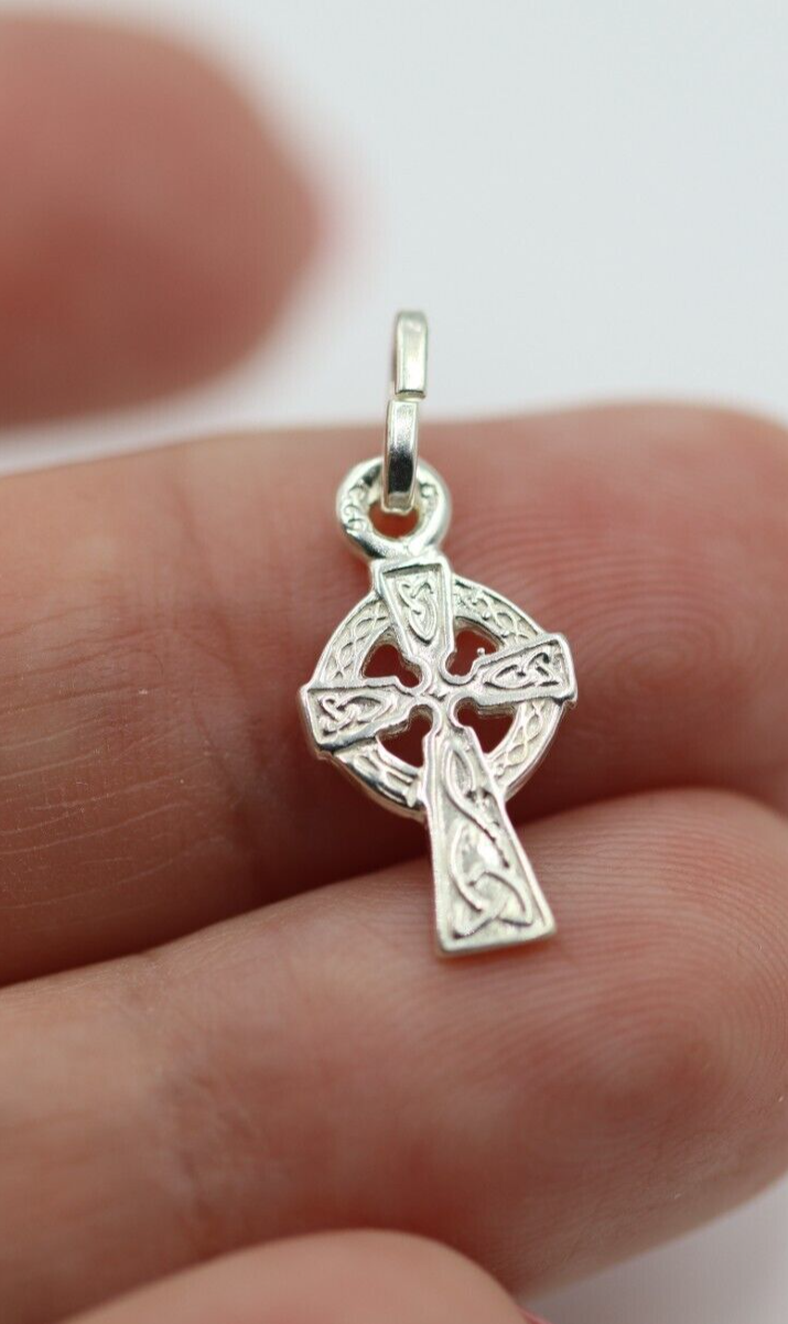 Genuine Sterling Silver 925 Celtic Cross Small Pendant Charm