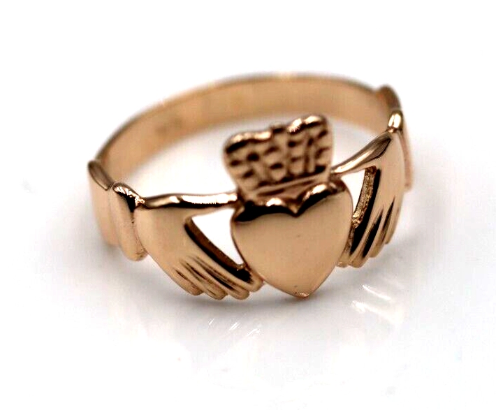 Genuine Solid 9ct 9kt Heavy Yellow, Rose or White Gold Extra Large Irish Claddagh Ring - Choose your size