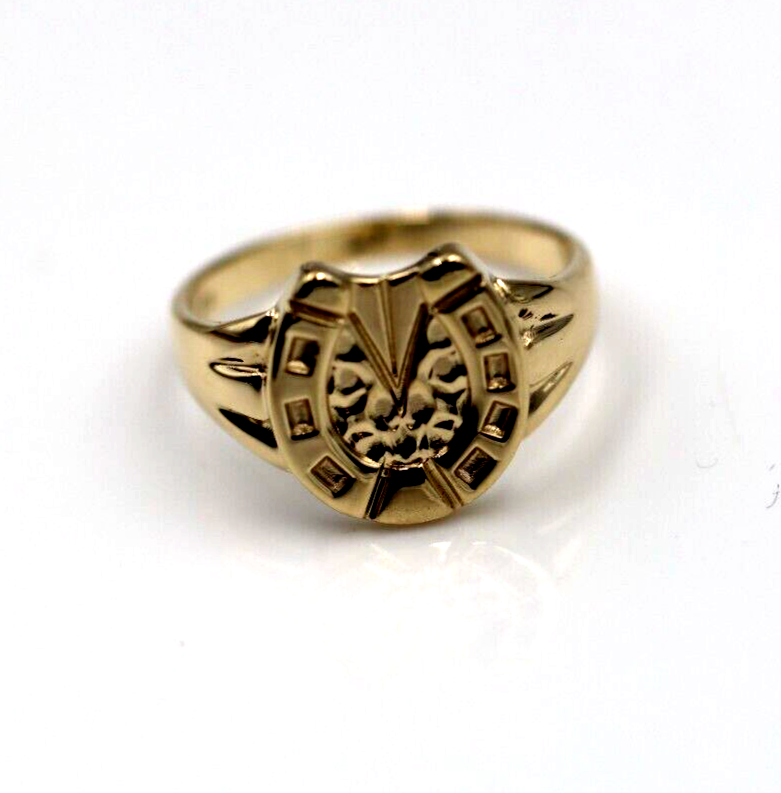 Genuine Solid Large 9ct 9kt Yellow, Rose or White Gold 375 Lucky Horseshoe Ring