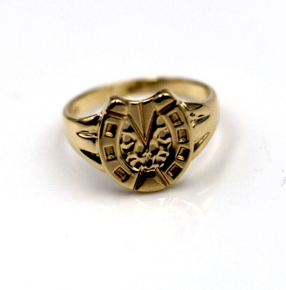 Genuine Solid Large 9ct 9kt Yellow, Rose or White Gold 375 Lucky Horseshoe Ring