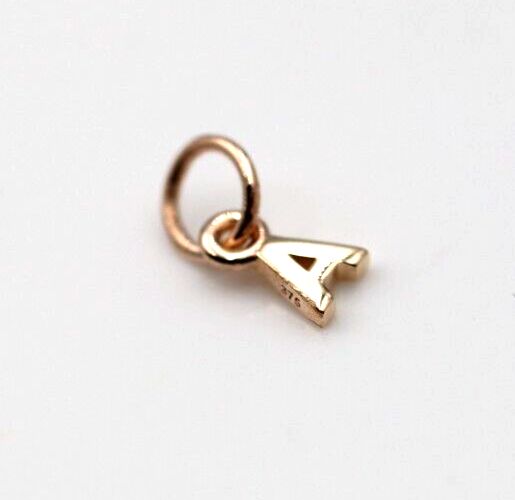 Genuine 9ct 9kt Genuine Tiny Very Small Yellow, Rose or White Gold Initial Pendant Charm A