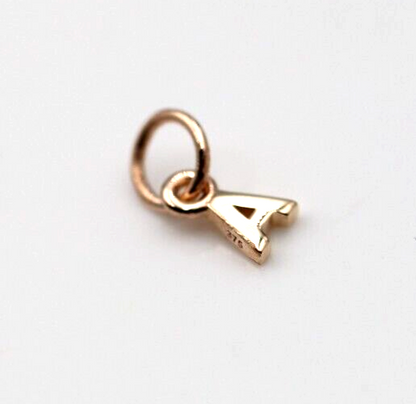 Genuine 9ct 9kt Genuine Tiny Very Small Yellow, Rose or White Gold Initial Pendant Charm A