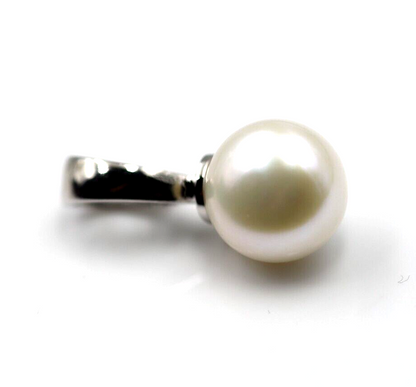 Genuine Sterling Silver 925 Freshwater Cultured Button Pearl Pendant with Enhancer