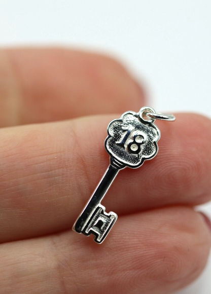 Genuine Sterling Silver 925 18th Key Pendant Or Charm