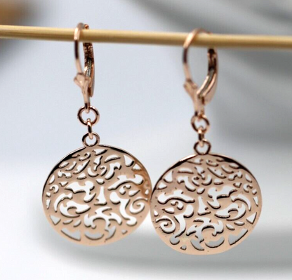 Genuine 9ct Yellow, Rose Or White Gold Antique Filigree Drop Earrings Continental hooks