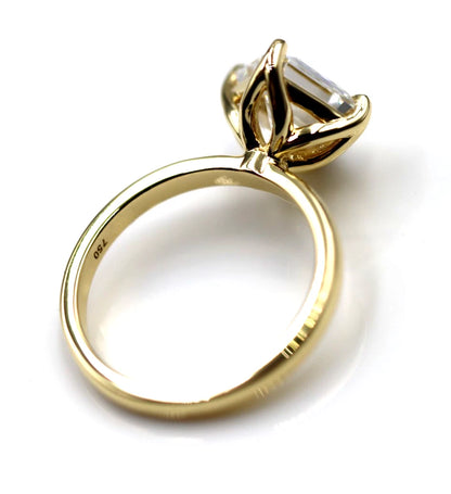 Genuine 18ct 750 Solid Yellow Gold Asscher 3.07ct D VVS1 Lab Grown Diamond Ring