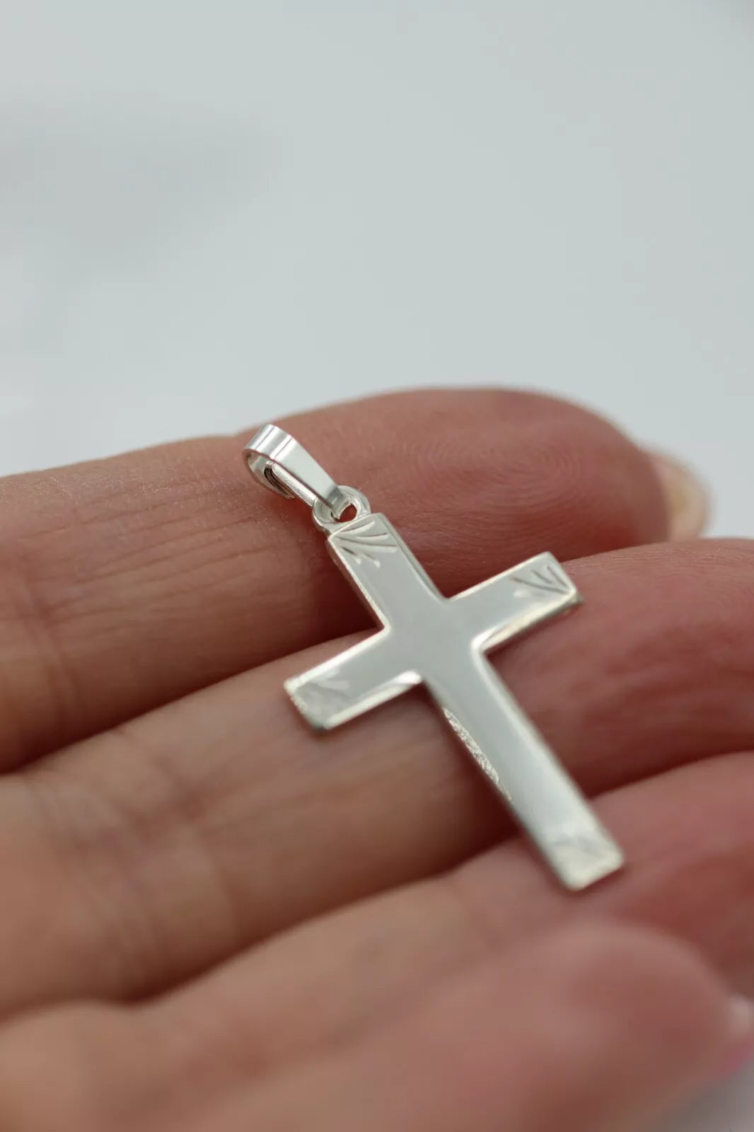 Genuine Sterling Silver 925 Fancy Cross Pendant Charm