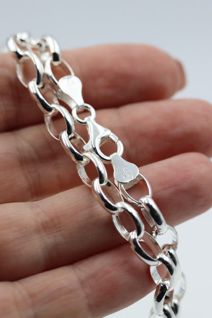 Genuine Sterling Silver 925 50cm Heavy Oval Belcher Link Chain Necklace