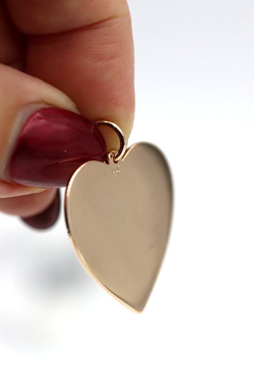 Genuine 375 9ct Yellow Or Rose Or White Gold Large Heart Shield Pendant