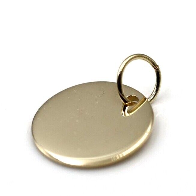 Genuine Solid 9ct Yellow, Rose Or White Gold Plain 18mm Round Disc Pendant 1.3mm thick
