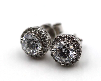 Genuine 9ct 9k White Gold G/S1 2ct Lab Grown Diamond Studs Earrings