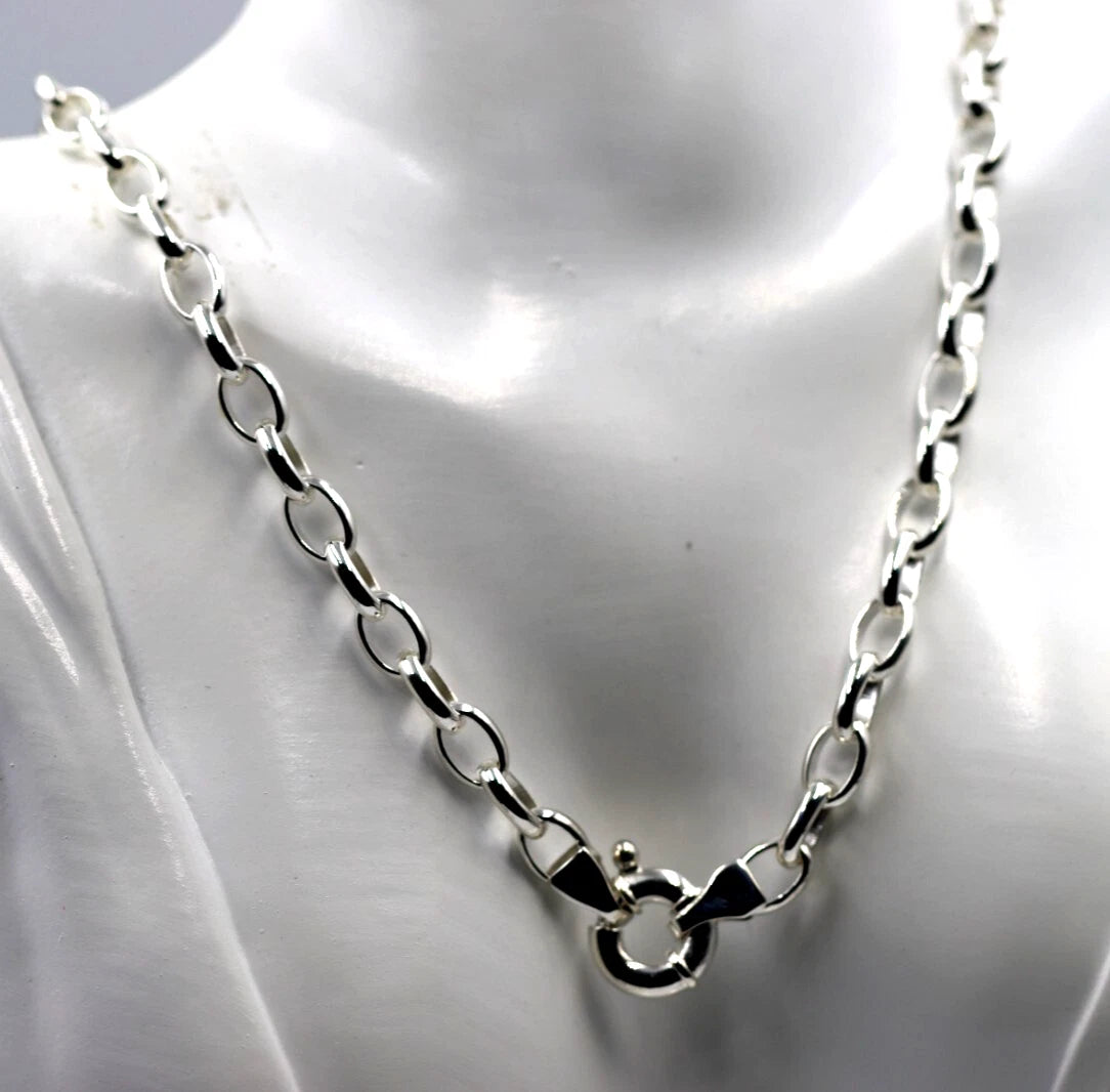 Genuine Heavy Sterling Silver 925 Oval Belcher Necklace Chain 61cm 32g