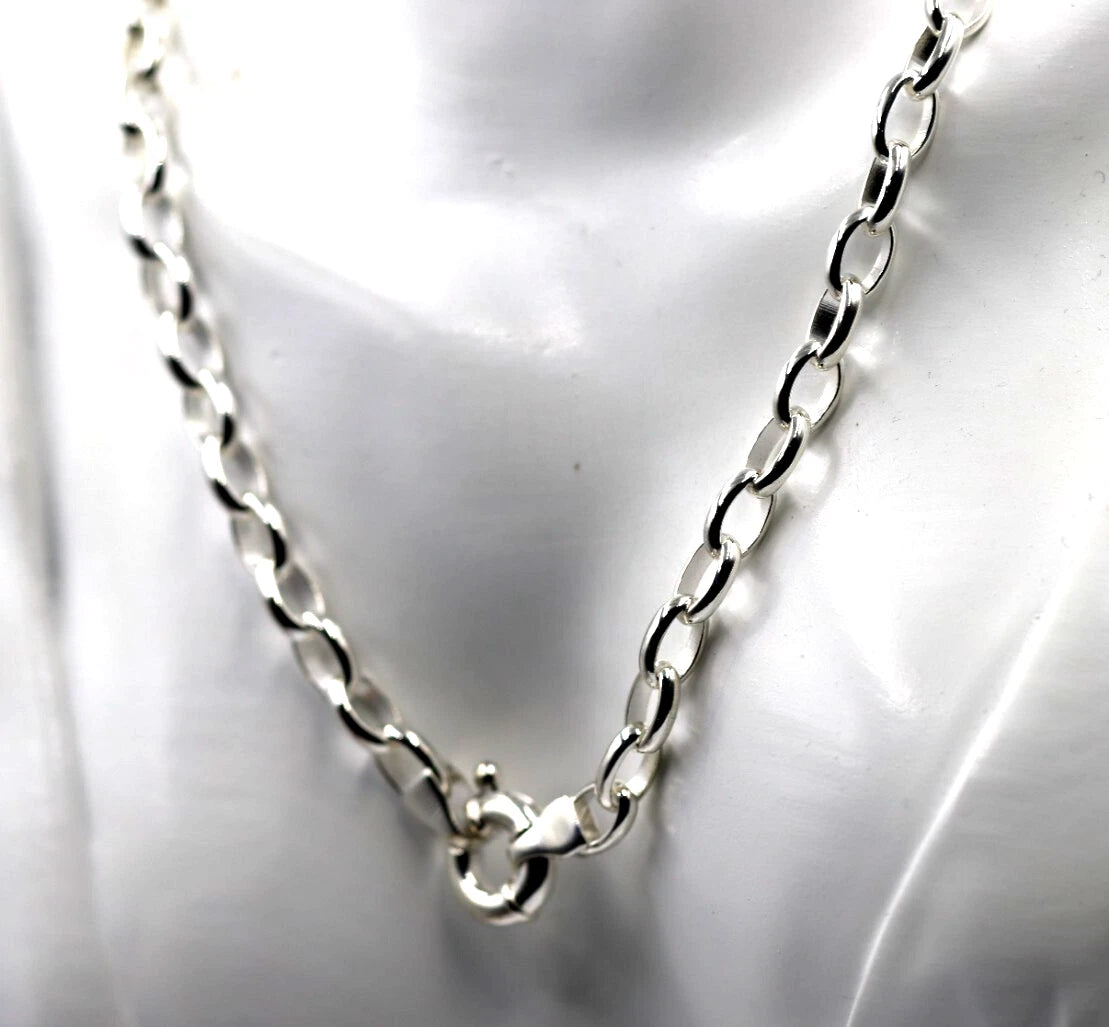 Genuine Heavy Sterling Silver 925 Oval Belcher Necklace Chain 61cm 32g
