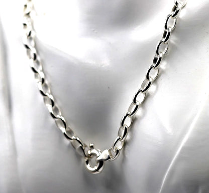 Genuine Heavy Sterling Silver 925 Oval Belcher Necklace Chain 61cm 32g
