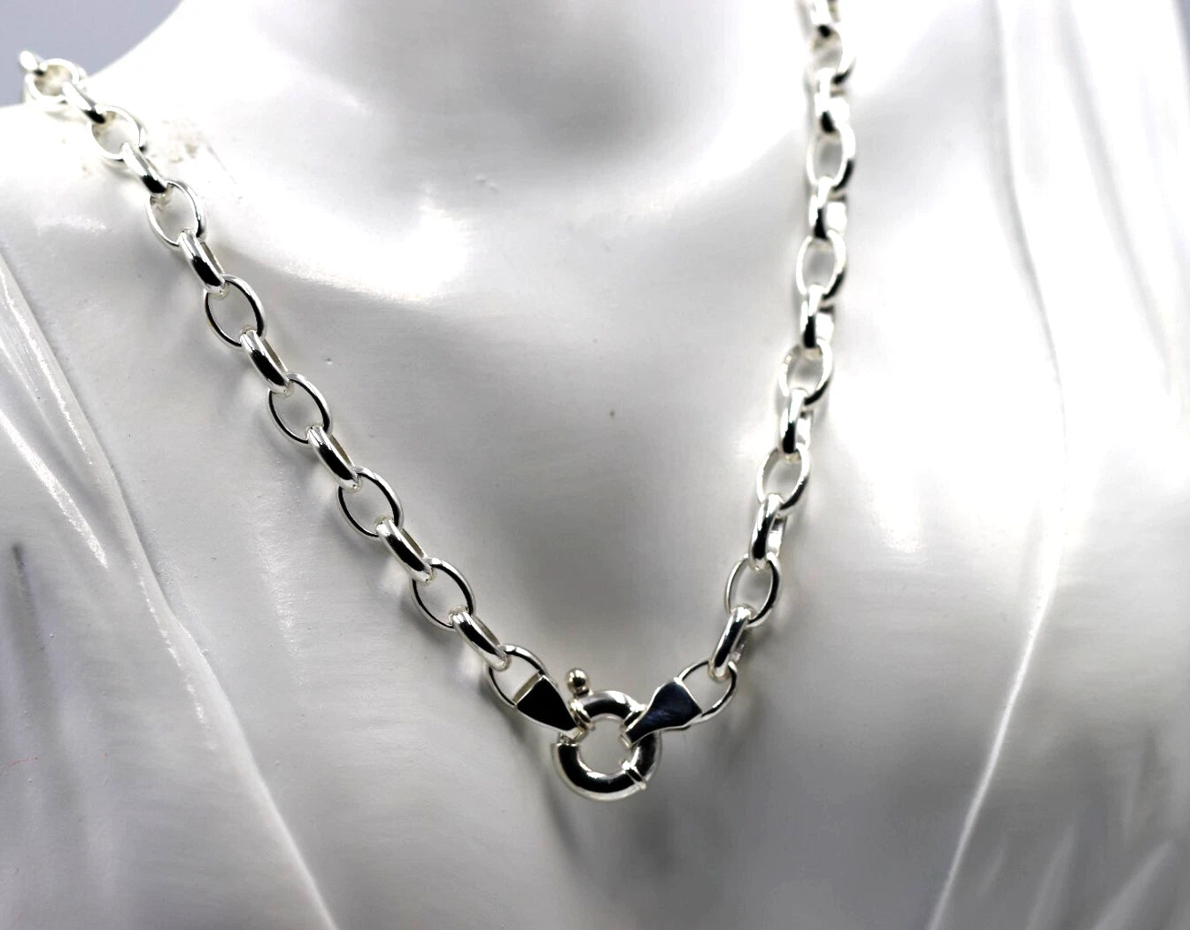 Genuine Heavy Sterling Silver 925 Oval Belcher Necklace Chain 61cm 32g