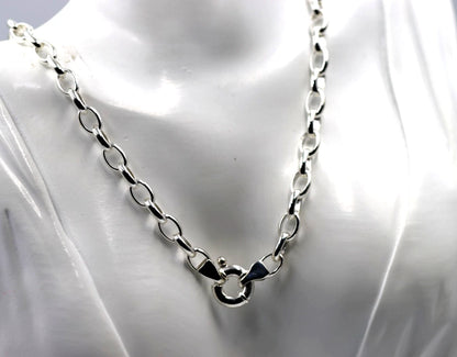 Genuine Heavy Sterling Silver 925 Oval Belcher Necklace Chain 61cm 32g