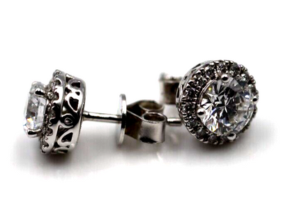 Genuine 9ct 9k White Gold G/S1 2ct Lab Grown Diamond Studs Earrings