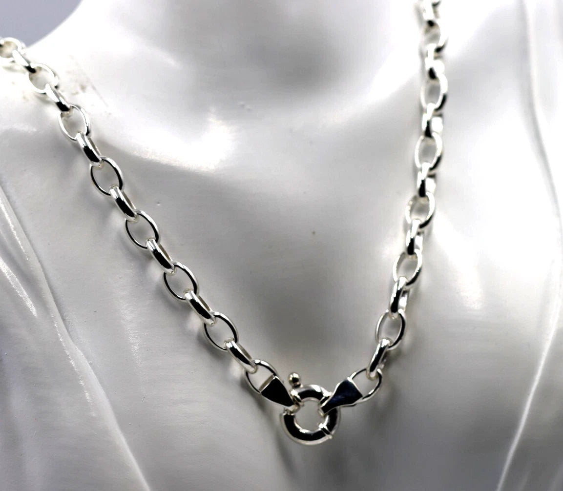 Genuine Heavy Sterling Silver 925 Oval Belcher Necklace Chain 61cm 32g