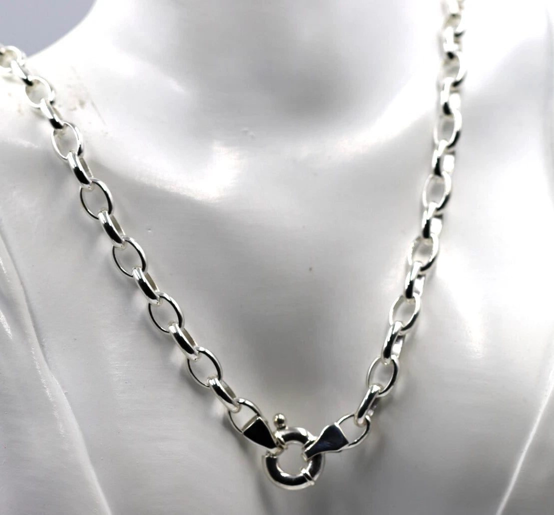 Genuine Heavy Sterling Silver 925 Oval Belcher Necklace Chain 61cm 32g