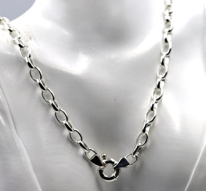 Genuine Heavy Sterling Silver 925 Oval Belcher Necklace Chain 61cm 32g