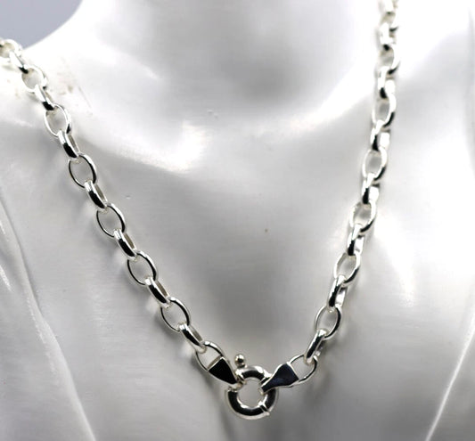 Genuine Heavy Sterling Silver 925 Oval Belcher Necklace Chain 61cm 32g