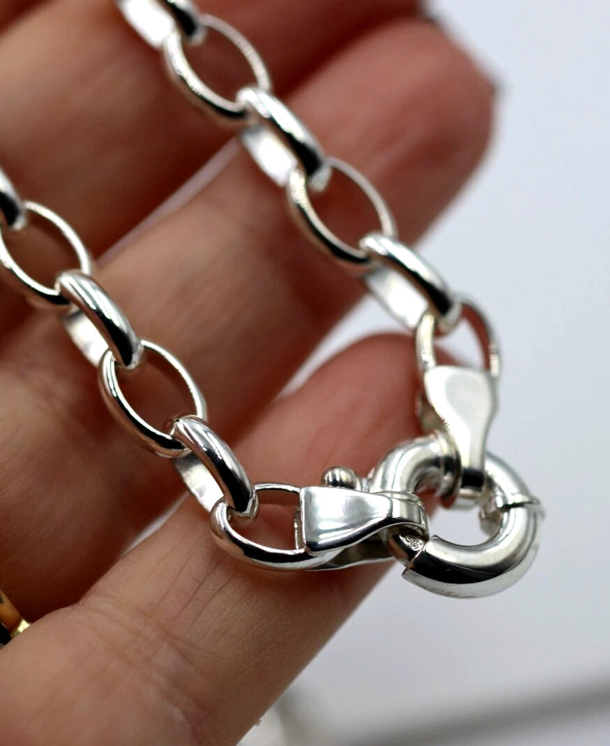 Genuine Heavy Sterling Silver 925 Oval Belcher Necklace Chain 61cm 32g