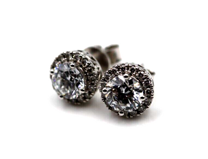 Genuine 9ct 9k White Gold G/S1 2ct Lab Grown Diamond Studs Earrings