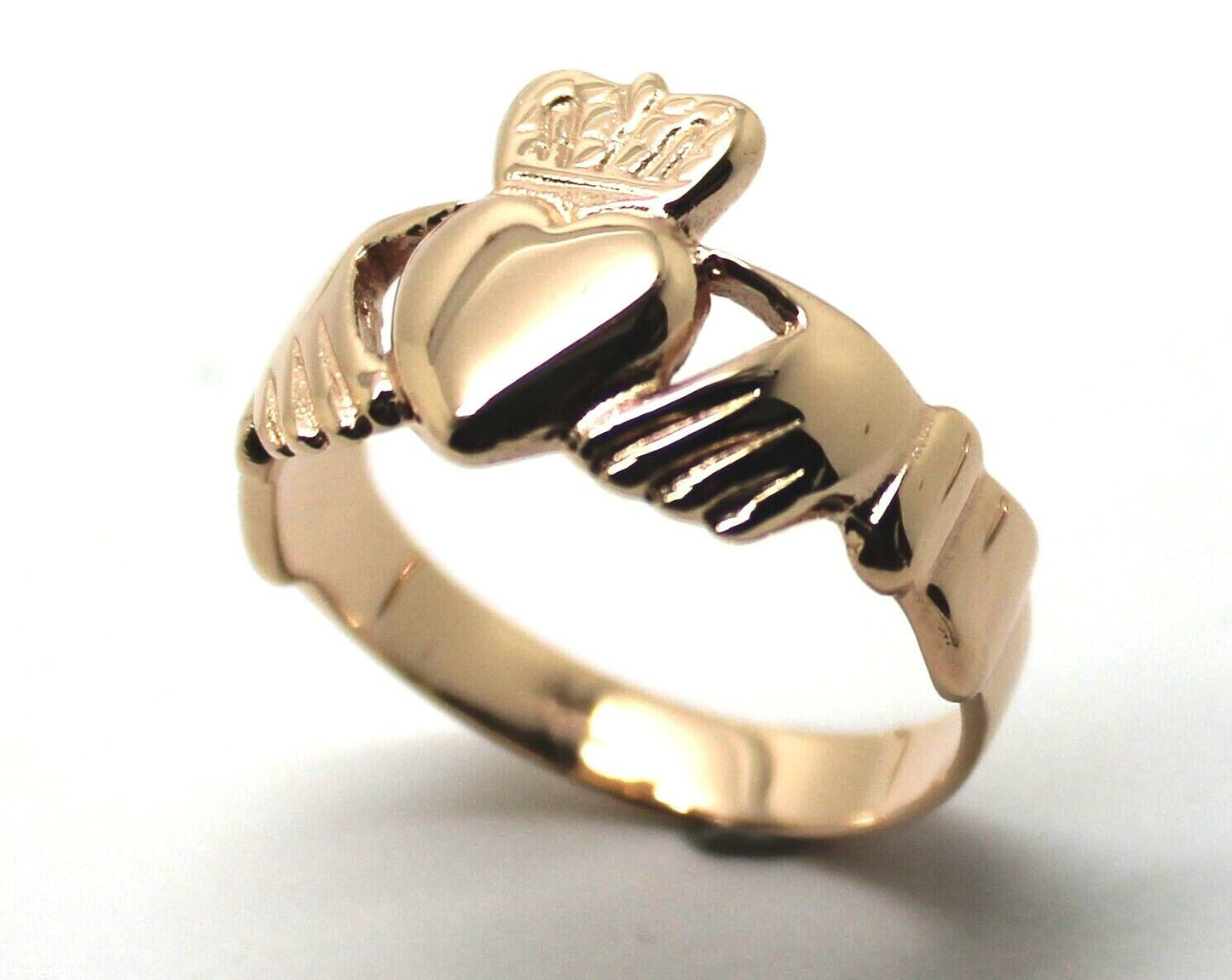 Genuine Solid 9ct 9kt Heavy Yellow, Rose or White Gold Extra Large Irish Claddagh Ring - Choose your size
