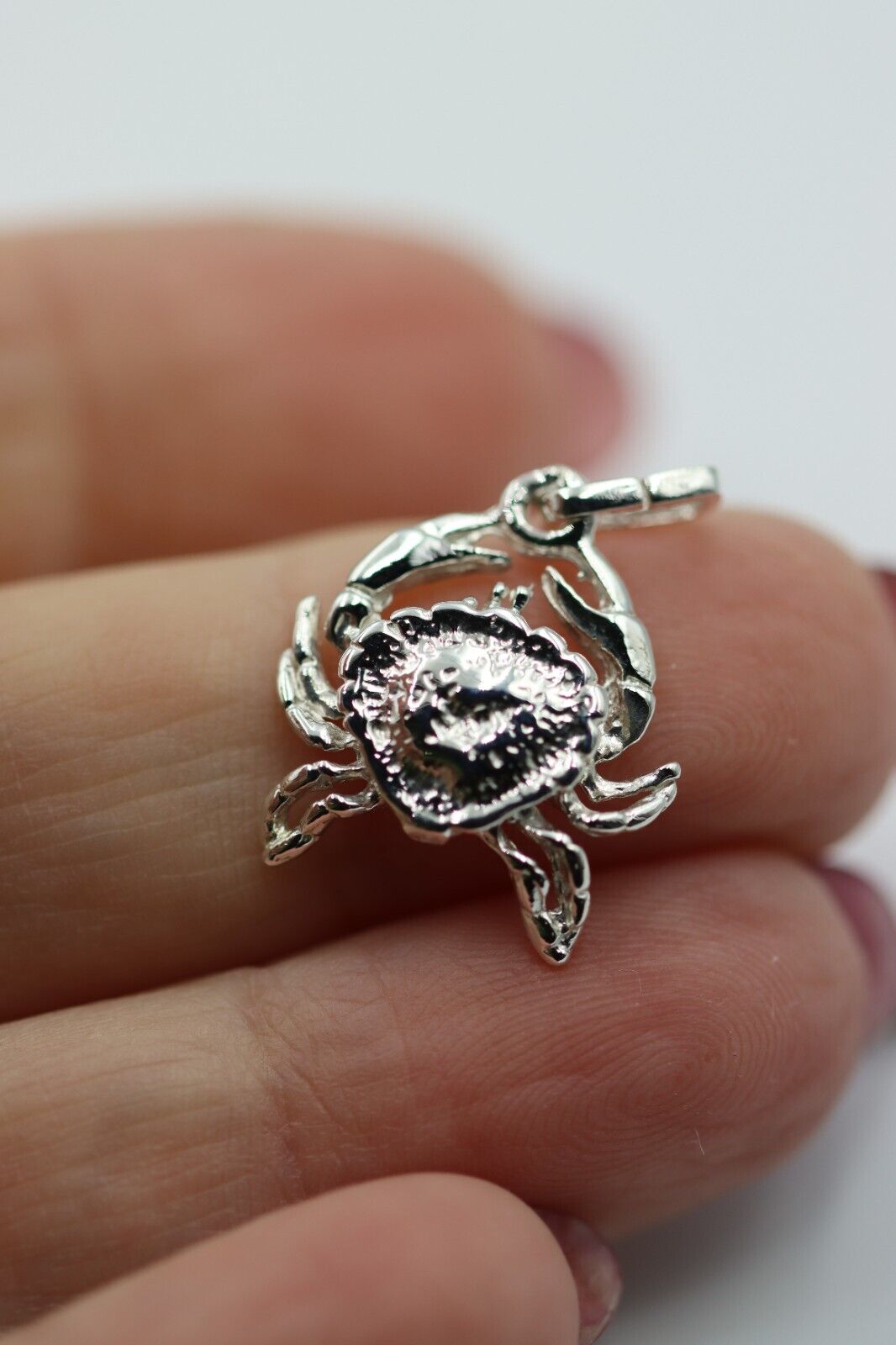 Genuine Sterling Silver 925 Solid Crab Cancer Zodiac Pendant  Charm