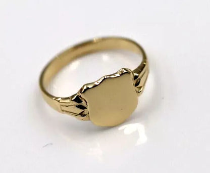Size G, Kaedesigns New Childs Solid 9ct 9k Yellow, Rose or White Gold Shield Signet Ring