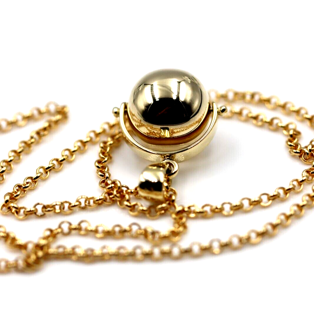 Genuine 9ct 9k Yellow Gold 70cm Cable Necklace Chain + Spinner Pendant