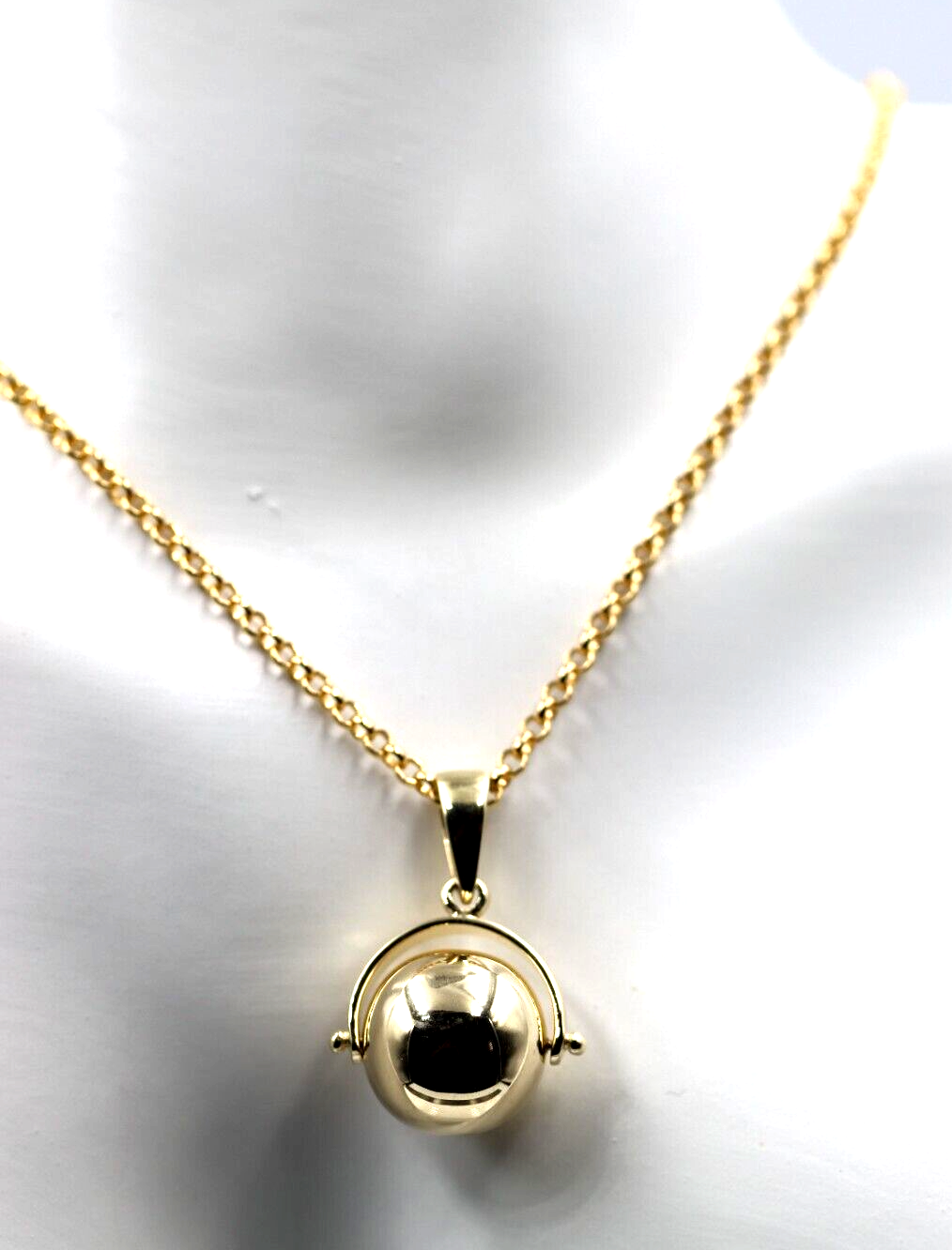 Genuine 9ct 9k Yellow Gold 70cm Cable Necklace Chain + Spinner Pendant