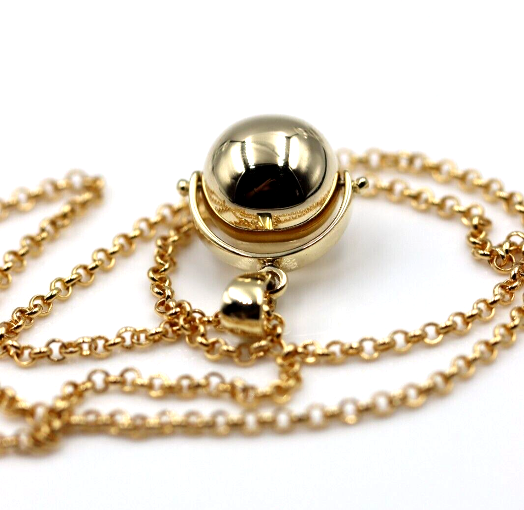 Genuine 9ct 9k Yellow Gold 70cm Cable Necklace Chain + Spinner Pendant