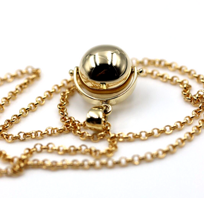 Genuine 9ct 9k Yellow Gold 70cm Cable Necklace Chain + Spinner Pendant